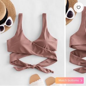ZAFUL Padded Plunging Wrap Bikini Top - M